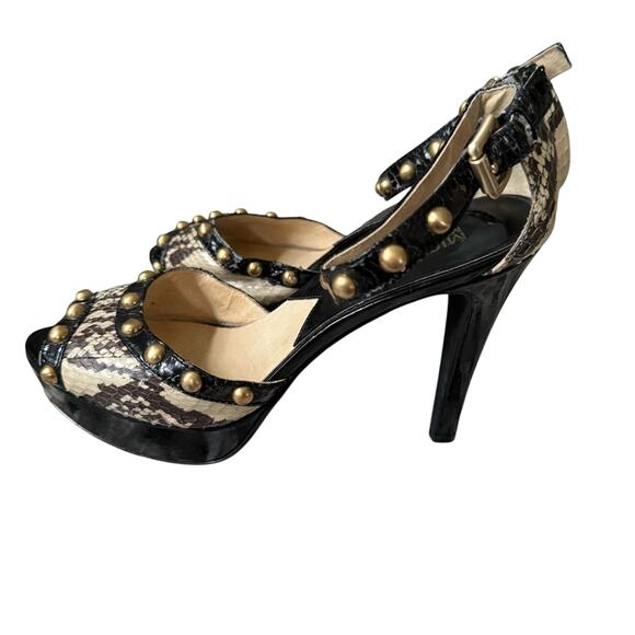 Michael Kors Snake Skin Studded Ankle strap Heels Shoes Women’s 8.5 - Picture 1 of 7